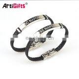 Hot sale leather custom bracelet men with stainless steel clasp