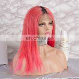 2018 Crazy Red Fashion Color With Dark Roots Full Lace Human Hair Wig thumbnail-2