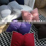 I@home INS Solid Color Striped Cute Ball Bow Pillow Bedside Sofa Pillow Cushion Cover With Core thumbnail-4