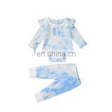 Flutter Sleeve Girls Romper And Pant Little Girl Outfit Sets Tie Dye Outfits thumbnail-2