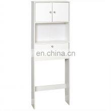 Waterproof Drop Door Over the Toilet Bathroom Cabinet, Bath Storage Shelves, White thumbnail-2