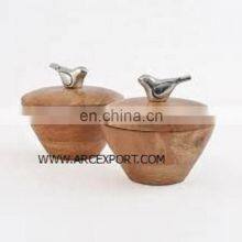 Fancy Wooden Bird Pots Bowl thumbnail-1
