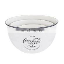 Hot Food Grade Antique Metal Enamel Camping Milk Bowl With Black Rim