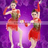 Cheap In-stock Fashion Children Sequin Latin /jazz Dance Costume Modern Dance Costumes ( Yellow+ Red) thumbnail-2