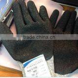 Black Color Latex Coated Gloves With Cut Resistant, Cut Level 5