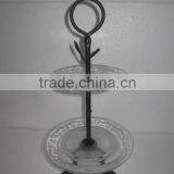 Antique Decorative Metal Stand Clear Glass Plate