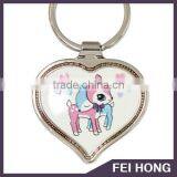 Custom Special Little Deers With Heart Shape Digital Printing Key Chain Rings