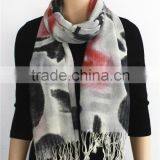 Simple Pattern Printed Wool Scarf With Tassel thumbnail-3