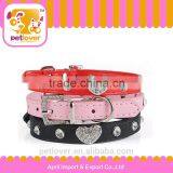 Bling Heart Studded Leather Dog Collar Wholesale thumbnail-2