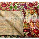 RTHKG-3 Kantha Stitching Vintage Fruit Printed Traditional Cotton Fabric Patchwork Gudri Throw Bedspread Wholesaler Jaipur thumbnail-2