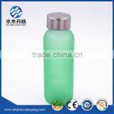 Fancy 300ml Green Frosted Glass Drinking Bottle With Metal Cap