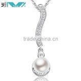 Simple Design 925 Silver Pearl Dangling Pendant Necklace for Party & Wedding thumbnail-1