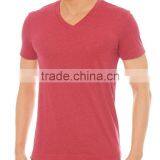 Men's Red Short Sleeve Single V-neck T-shirt