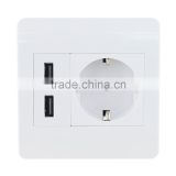 2 usb phone charger schuko type home used outlet with CE VDE approval