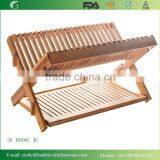 Two Layers Bamboo Dish Rack, Foldable, Compact Fold Size Dish Rack thumbnail-1