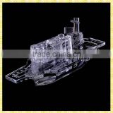 Handmade Crafted Crystal Warship Model For Navy Soldier Souvenirs