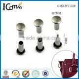 Custom Metal Tube Steel Button Rivet Fasteners For Leather Handbag Decoration