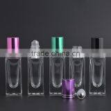 Wholesale 6ml Empty Rectangle Shaped Clear Glass Roll on Bottle With Aluminum Cap for Cosmetic Perfume Essential Oil Packaging thumbnail-3