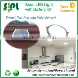 15 watt rechargeable solar battery powered flat led light smart motion-sensor light