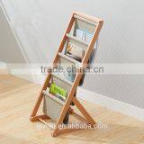 4 Tier Magazine Dispaly Rack With Textile Solid Beech Wood Magazine Rack Holder thumbnail-1
