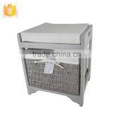 Antique Look Entryway Bench Seater With Baskets thumbnail-1