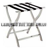 Guangzhou BHL Hotel Articles Stainless Steel Folding Luggage Rack Suitcase Stand Luggage Rack for Hotels J42B thumbnail-1