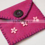 Best Selling Eco-friendly Leaves Decorated Handmade Felt Purse thumbnail-1