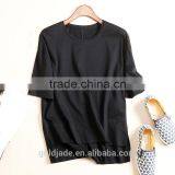 2016 Top Selling Plain Dyed Cotton Summer Fashion Design Short Sleeves Elegant Blouses thumbnail-3