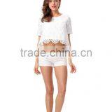 Fashion Design Crochet Scallop Hem Crop Top And Short 2pcs Co-ord Set thumbnail-2