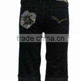 New Fashion Design Golden Button Corduroy Embroidered Shorts/pants With Folded Hem thumbnail-3