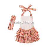 Rompers Newborn Baby Ruffle Romper Girls Summer Style Clothing Flower Romper With Headbands thumbnail-3