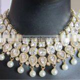Kundan Pearl Choker Necklace Earring Set thumbnail-2