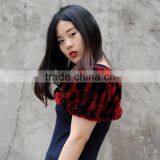 CX-S-07B Fashion Stock Knitted Rex Rabbit Fur Women Scarf Fur Shawl thumbnail-4