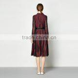 Stylish Women's Black Long Sleeve Striped Pattern Lace Long Patchwork Party Long Dress thumbnail-6