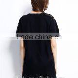 Fashion Women's Contracted Front Plastisol Printing Letters Embroidery Short Sleeve Longline T-shirt thumbnail-6