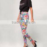 Flower Print Sublimation Print Fashion Leggings Polyester Spandex Strech Legging High Waist Foot Pants thumbnail-2