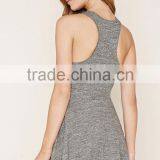 Plain Vest Dress With Racer Back Grey Blank Sleeveless Baseball Mini Dress Skater Dress With Your Own Label thumbnail-4
