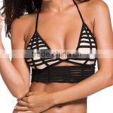 M1156 Runwaylover 2016 Ladies V-neck Stripe Split Swimsuit Bikini thumbnail-4