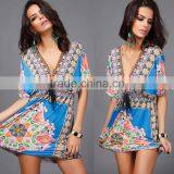 Walson Newest Fashion Milk Silk Sexy V-neck Dress Skirt Big Yards Beach Holiday Dress thumbnail-3