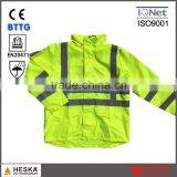 EN343 Safety hi Vis Coat Reflective Tapes Jacket With ENISO 20471