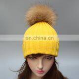 High Quality Winter Lady Hats for Fashion Genuine Fur Pompon Beanie Hats thumbnail-2