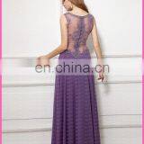 Real Photo Crystal Detailing Sexy See Through Bodice Chiffon Evening Dress Women thumbnail-3