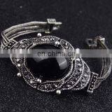 Retro Exaggerated Alloy Multicolor Gemstone Bracelet, Enamel Fashion Jewelry Bracelets, Onyx Bracelet thumbnail-2