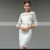 High Quality Fashion Round Neck Sexy Lace Casual Dress With 3/4 Long Sleeves Dress thumbnail-2