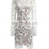 Casual Dresses Women Summer White Bodycon Floral Crochet Lace Long Sleeve Sexy Mini Dress thumbnail-5