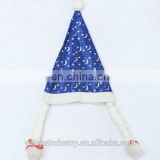 OEM Wholesale Fashion Colorful Moon And Stars Decorated Favric Velvet Girl Santa Claus Christmas Hat with Braid Designs