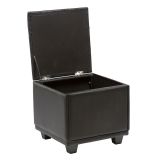 Black Leather  Ottoman Chair with Buttons,Ottoman chair with storage ,Solid wood frame
