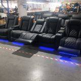 Modern Electric Recliner Home Theater Sofa,black Leather Power Private Cinema Sofa,power Home Theater Seating thumbnail-2