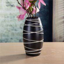 Matte Glaze Large White Stripe Sculpture Jingdezhen Ceramic Vase Decoration For Grow Fresh Flowers thumbnail-4