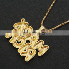 HipHop Jewelry Necklace Gold/Silver Color Iced Out Micro Pave CZ Stone @ $ Letter Pendant Necklaces With 60cm Rope Chain thumbnail-3